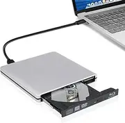 External USB 3.0 and USB C Blu-ray Combo Blu-ray Palyer DVD-rw Drive cd Burner Drive Compatible for iMac MacBook pro OS and Windows 7 8 10 PC Silver