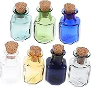 Ipetboom 7Pcs Colorful Mini Glass Favor Jars with Cork Lids DIY Wishing Bottles for Memories Arts Crafts and Party Favors Versatile Vials for Personalization and Decoration