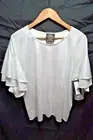 Aum-Couture Voila Top Silver Metallic with Ruffles Poly Blouse NWT Small