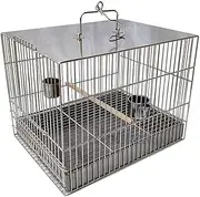 Bird Supplies Small Bird Cage Rectangular Stainless Steel Bird Cage Parrot Cage with Bath Bird to Carry a Single Bird Travel Cage Pet Breeding Cage Bird Playground