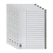 5x Marbig PP A-Z Tab A4 Binder Indices/Dividers Alphabet File Organiser Grey