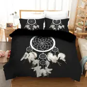 Black Feather Dream Catcher Quilt Doona Duvet Cover Pillow Case Set