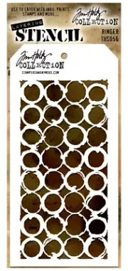Tim Holtz Layering Stencil Circle Pattern Grunge Rings Mixed Media Art Template