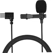 LOLIPPYY 1PC Portable Type C Clip Lavalier Microphone Mini Condenser Mic with Black Wire for Phone Recording Intelligent Noise Reduction for Live Broadcast Vlog