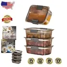 Obsidian Meal Prep Containers 4 Pack - Microwave & Dishwasher Safe, Secure Lids