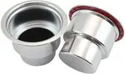 Aeroflow Small Cup Holders Silver Pair Shifter Riser Drink Hold - AF72-9091
