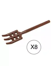 Lego 8 Pieces Reddish Brown Pitchfork / City Farmer Mini Figures Rake Utensils