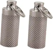 SHERCHPRY 2Pcs Portable Pill Bottle Fob Container Lightweight Metal Pill Holder for Travel Outdoor Activities Hiking Camping Emergency Use