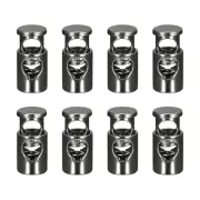 8Pcs Metal Cord Locks, 6mm Single Hole Toggle Spring Stop, Metallic Black