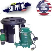 Cast Iron Sump Pump 14.5x14.5x12.5in Automatic 0.5HP Drains Water Used in Bas...