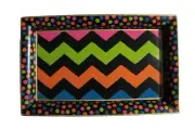 MacKenzie Childs Zig Zag Trampoline Serving Cocktail Vanity Tray Courtly Chevron