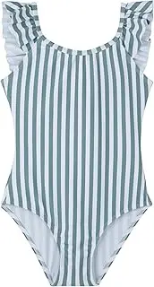 [Gottex] Kids Ditsy Dream Textured Square Neck Ruffle One Piece Swimsuit Chlorine Resistant and Built-in UPF UV Protection