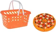 FONDOTIN 1 Set Pretend Play Grocery Basket with Pizza Portable Shopping for Imaginative Play for Storage and Easy Carrying for Clothes and More