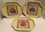 NEW Set of 3 Metal Snack Trays - Geranium Begonia African Violet