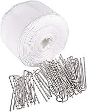 Increway 10m Deep Pleat White Tape with 20 Hooks Stainless Steel 4 Prong Curtain Tape