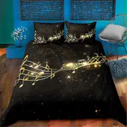 v3546 Bed Sheets Music Note Holiday Gift Duvet Cover Set Bedding Bedclothes Pillowcase Bed Sheets IU3546