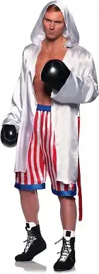 Underwraps Men's Champ Robe & Shorts American Flag Boxer Shorts Costume 30559