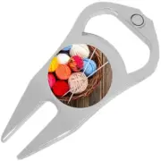 Knitting Golf Ball Marker Divot Repair Tool Bottle Opener