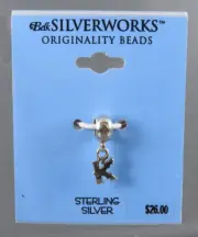 New SILVERWORKS Sterling Silver BEAD SLIDE CHARM For Cable Bracelet INITIAL "K"