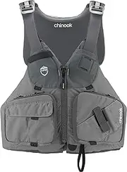 [NRS] Chinook Fishing Life Jacket | Adult USCG Type III PFD | Mesh Back Front Zip Vest with Pockets for Rafting, Kayaking, Fly Fishing