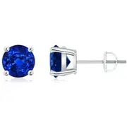 Round Blue Sapphire Stud Earrings