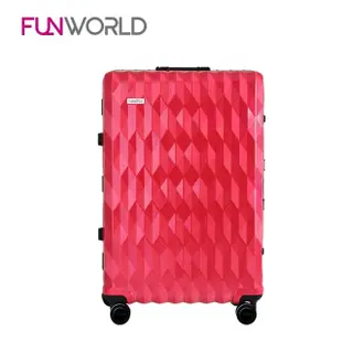 【FUNWORLD】【全新福利品】29吋鑽石紋經典鋁框輕量行李箱/旅行箱(瑰麗紅)