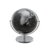 10" 2 Tone Revolving World Globe Table Top Black & Silver Modern Style New