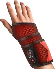 Cordless Wrist Heating Pad Wrapped, Heated Wrist Stand with Vibration, 3 Heating and Vibration Modes, Red Light Heated Wrist and Hand Massager, Multi-Function Wrist Support for Arthritis,Black