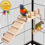 Bird Perches Platform Swing with Climbing Ladder, Parakeet Cage Accessories