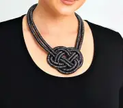 TS TAKING SHAPE Love Knot Necklace metallic cord jewellery statement jewelry NWT