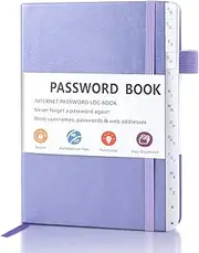 TECDW Password Book with Alphabetical Tabs, 4.7''x 7.5'' Internet Address & Password Keeper Book, Password Organizer Journal Notebook, Pocket Size Password Keeper Logbook for Seniors (Purple)