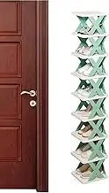 Narrow Shoe Storage | Folding Tall Shoe Vertical Organizer Rack | Multi-Functional Entryway Standing Sneaker Holder for RV Small Apartment Bathroom Corner