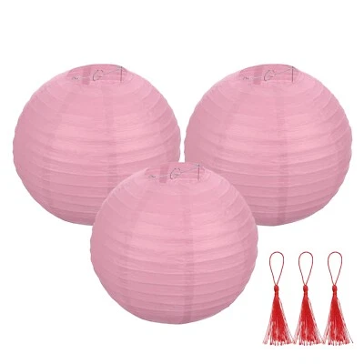 3 Pcs Pink Round Paper Lanterns 12 Inch Paper Lantern Party Decorations