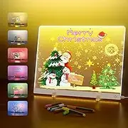 Acrylic Dry Erase Board with Light, 5 Colors Glow Memo LED Light Up Letter Message Noteboard with Stand as Reading/Night Light/Desk Lamp with 7 Markers for Home/Store/Office (13.7"X10", White)