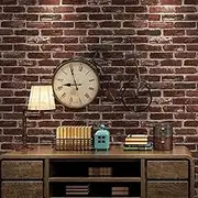 Rustic Red Brick Wallpaper for Home Decoration Vinyl Waterproof Wallpaper for House, Workshop & Office, 10m