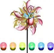 Flamingo Solar Wind Spinner Color Changing LED Light Wind Catcher Outdoor Decor