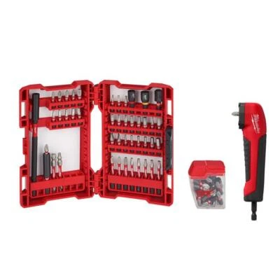 Milwaukee SHOCKWAVE Impact Driver Bit Set (70-Piece) + Right Angle Drill Adapter