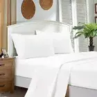 1000TC Ultra Soft King Single Size Bed White Flat & Fitted Sheet Set Fabric Fant
