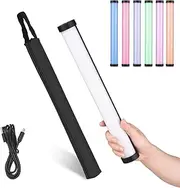 10W Light Wand Stick Handheld Prof ional P graphy Video Light Bi-Color Tempe ure 2500K-9600K 0-100% Stepl Dimmable with 21 Kinds of Special Lig ng Effects Magnetic Black One Size