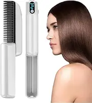 Hair Straightener Comb | 30s Fast Heating Negative Ion Straightener Brush with LED Display - Anti-Scald Portable Hair Styling Tool for Straight & Hair, Frizz Control Borato