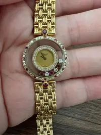 在飛比找Yahoo!奇摩拍賣優惠-Chopard 蕭邦18k金鑽石紅寶石手錶，特價中