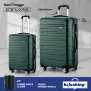 2PCS Luggage Suitcase Trolley Travel Storage Bag Hard Shell Case Organiser Green