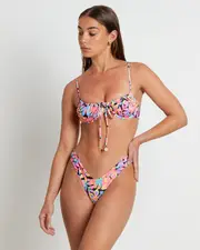 Ruched Underwire Bra Bikini Top in Disco Doll