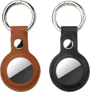 Upgrade Leather Case for Apple AirTag, Keychain AirTags Case with Anti-Lost Key