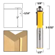 1" V Notch Flush Trim Router Bit - 1/2" Shank - Yonico 14149