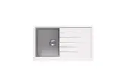 CARYSIL Vivaldi D100 Granite Kitchen Sink - 860 x 500mm Single Bowl with Drainer - Snova White - Top/Under Mount