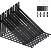 12 Pack 16" X 10" Heavy Duty Shelf Brackets with Screws, Black Metal
