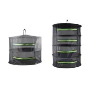2-Layer/ 4-Layer Foldable Clothes Basket Herb Drying Shelf Black Net Dryer