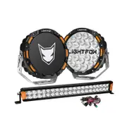 LIGHTFOX OSRAM 9inch LED Driving Lights + 20 inch Dual Row LED Light Bar + Wiring Kit