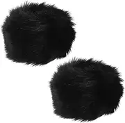 [DEARMAMY] 1 Pair Faux Fox Sleeves Automatic Lace Wrist Wraps Warmers Scene Gloves Carpal Tunnel Wrist Brace Fishnet Glove Skeleton Wrist Straps Wrist Band Black Imitation Wool Material